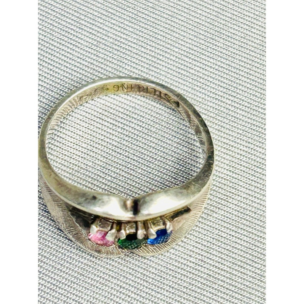 Sterling Silver Size 8.75 Ring With 3 Color Faux Stones Costume Jewelry - Picture 4 of 7